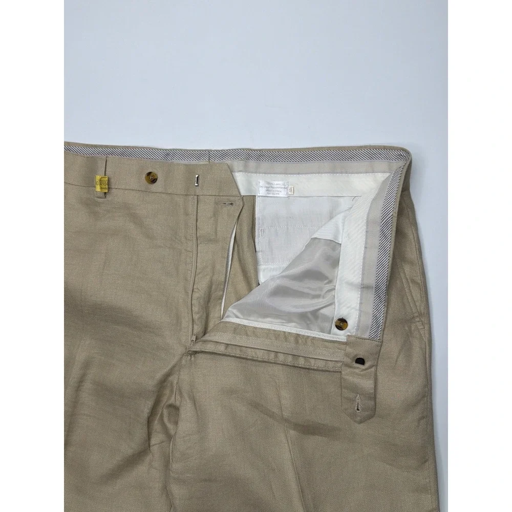 Classic Khaki Texere Flat Front Mens Dress Pants Chinos 100% Linen Size‎ 40 x 29